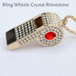 Blinged Rhinestone Whistle for Coaches with Chain