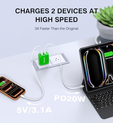 2-Pack) 60W USB C Wall Charger Block,5-Port C Charger Fast Charging Block (2 Count)