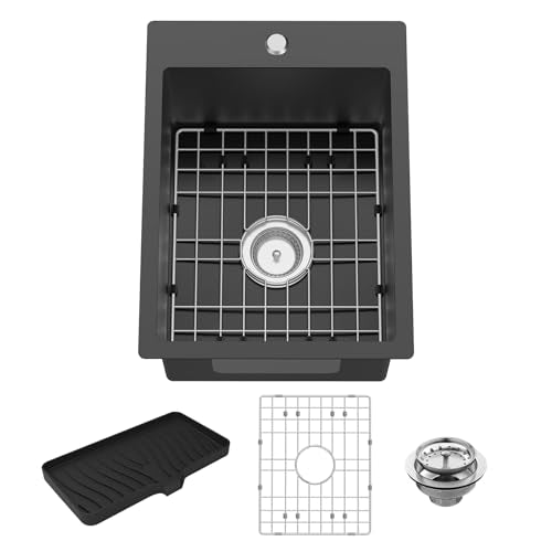 15x20In Black Stainless Steel Kitchen And Bar Sink