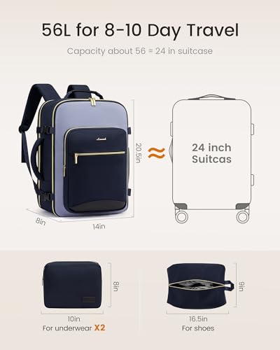 56L Travel Backpack for Women & Men