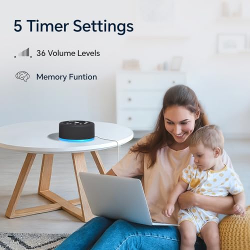 Sound Machine White Noise Brown Noise Machine Night Light 30 Non Looping Sounds 12 Lights 5 Timers Sleep Sounds Machine 36 Adjustable Volume Memory Function for Baby Kids Adult Home Office Travel