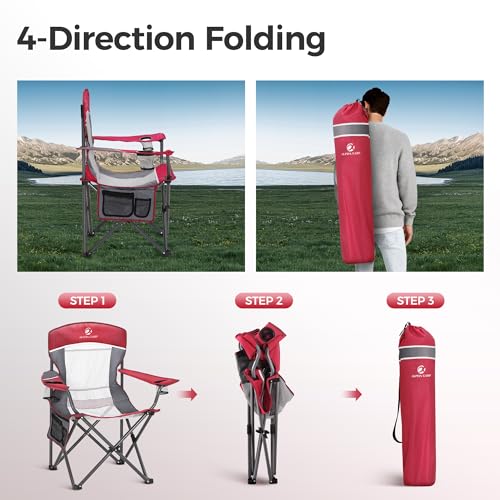 Heavy Duty 400lbs Mesh Back Camping Chairs with Lumbar Support
