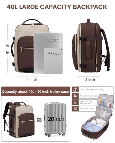 40L Travel Backpack for Women & Men