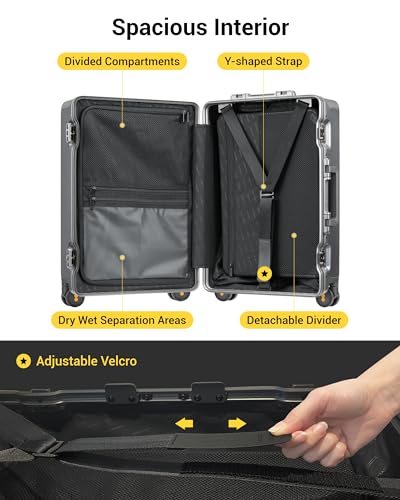 Zipperless Carry On Luggage Airline Approved with Aluminum Frame