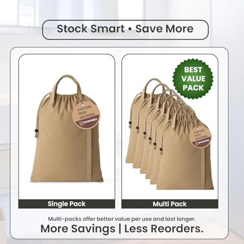 LFH Home Large Premium Cotton Rich Canvas Laundry Bag with Drawstring and Handles Heavy Duty (4 Count)