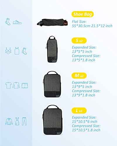 6 Set Compression Packing Cubes for Travel (6 Count)