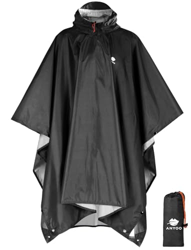 Hooded Rain Poncho for Adult Waterproof Lightweight Raincoat