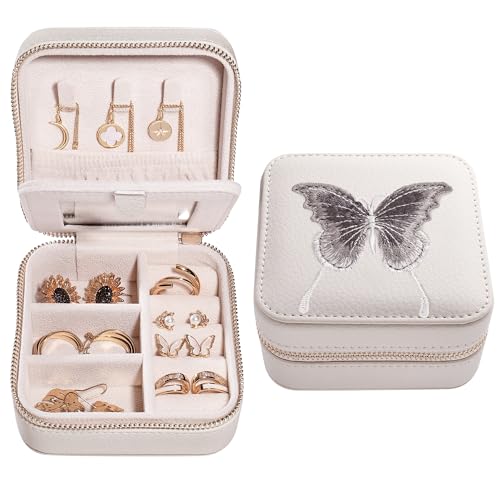 Travel Jewelry Organizer Boxes for Women Small Portable Necklace Earrings Bracelet Rings Travel Case Best Friend Birthday Gifts for Women Trendy