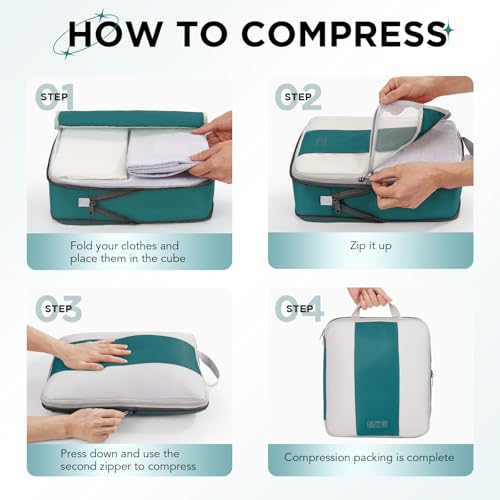 10 Set Compression Packing Cubes for Travel Essentials (10 Count)
