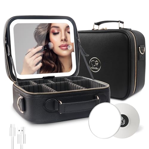 Travel Makeup Bag Cosmetic Bag with Lighted Mirror