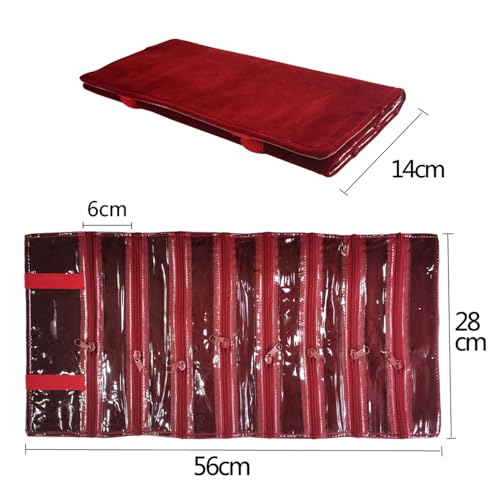 Travel Jewelry Roll Bag Portable Organizer Pouch With Grids&PVC Cover Storage Bags for Necklace
