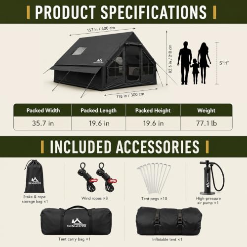 129 ft² Large Inflatable Tent for Camping