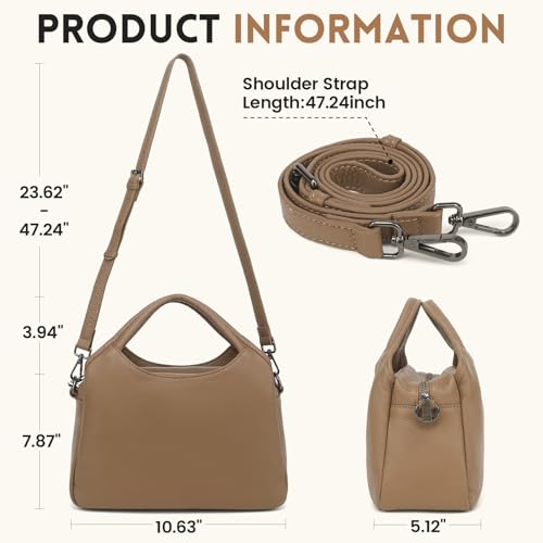 Genuine Leather Purses for Women with Detachable Satchel Strap