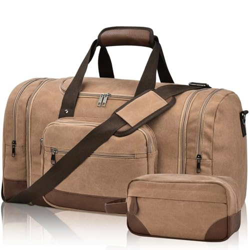 50L Canvas Duffle Bag for Travel Weekender Gym Overnight Carry