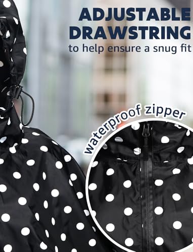 Waterproof Rain Poncho for Women Packable Hooded Raincoat with Pocket