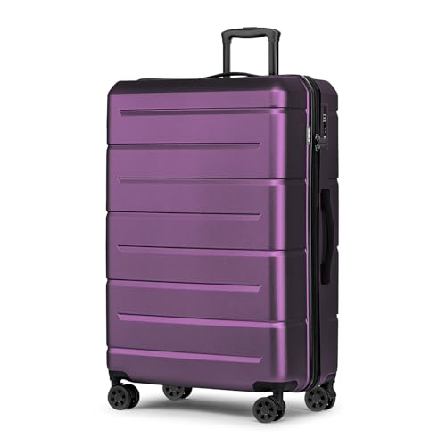 Large Suitcases with Wheels Hardshell 28 Inch Luggage TSA Approved Big Checked Luggage Durable Travel Rolling Suitcase for Women Dark Purple