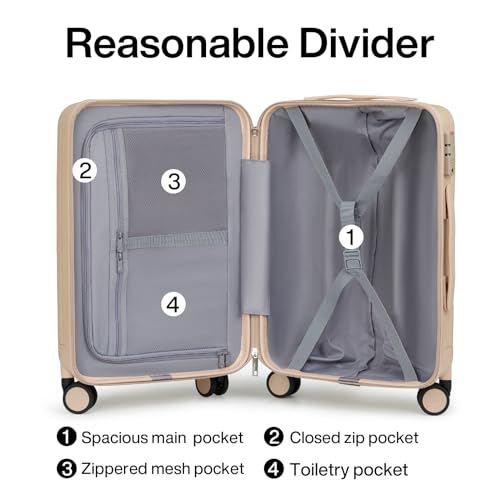 20 29 Inch Carry On Luggage Sets 2 Piece Hard Shell Suitcases with Spinner Wheels Extra Large Travel Luggage Rolling Suitcase for Travel Nestable Storage（Cuba Sand） (2 Count)