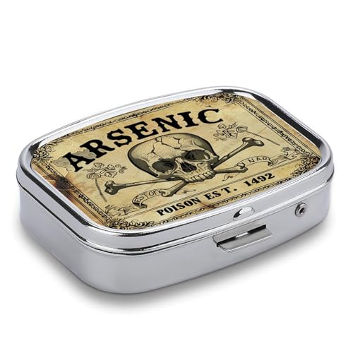 Metal 2 Compartment Pill Organizer Travel Friendly Portable Compact Pill Box Cute Pill Case to Hold Vitamins