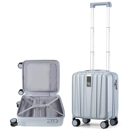 14 Inch Underseat Carry On Luggage with Wheels Hard Shell Suitcases Carry On Bag Lightweight Small Mini Suitcase Travel Luggage for Travel（Gray）