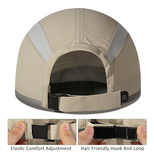 Baseball Cap Nylon Running Cap Outdoor Sports Hat for Men Women Adjustable Quick Drying Reflective Foldable UPF50+ Breath Mesh Water Repellency Race Performance Lightweight Khaki