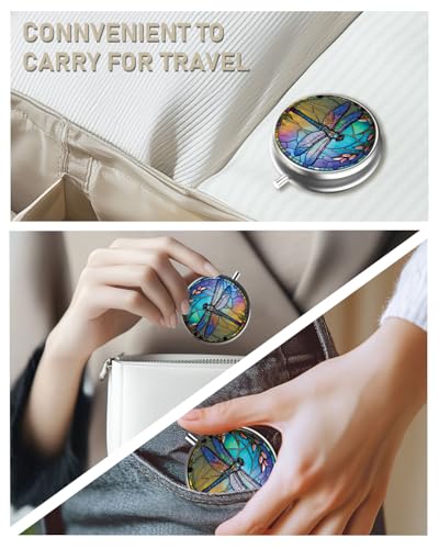Pill Box 3 Compartment Portable Travel Medicine Box with Mirror