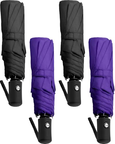 4 Pack Windproof Travel Umbrella Compact Automatic Folding Umbrellas for Rain Lightweight Portable Umbrella Gift for Men Women Backpack & Car Essentials (4 Count)