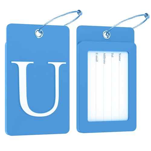 2 Pack Initial Luggage Tags for Suitcases Airplane Travel Essentials (2 Count)