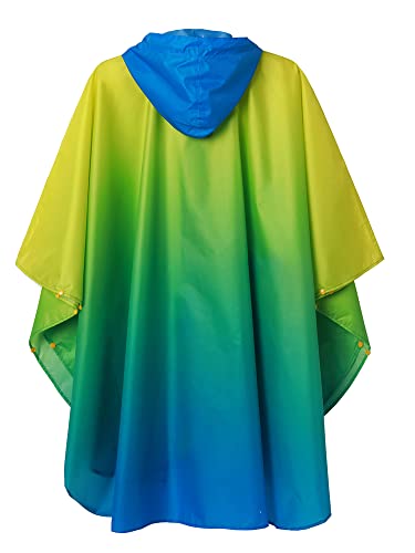 Adults Rain Poncho Waterproof Raincoat Women Gradient Hood with Pocket