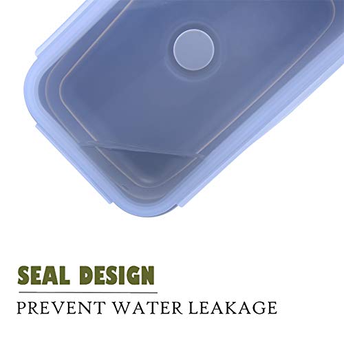4 Pack Collapsible Silicone Food Containers Storage Lunch Bento Box with Lid BPA Free for Camping (4 Count)