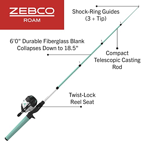 Roam Spincast Reel and Telescopic Fishing Rod Combo
