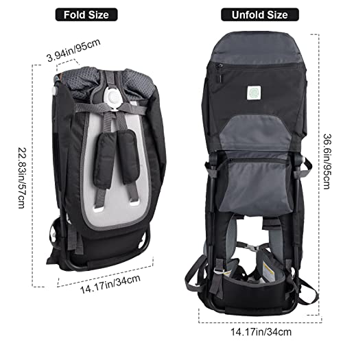 Baby Shoulder Carrier Baby Hiking Backpack Carrier with Rain Cover Sun Shade for Child Safe Backrest and Toddler Ergonomic Seat Holds 40 Pound for Children Between 6 Months