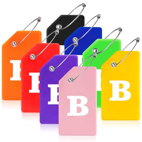 8 Pack Initial Luggage Tags for Suitcases Airplane Travel Essentials (8 Count)