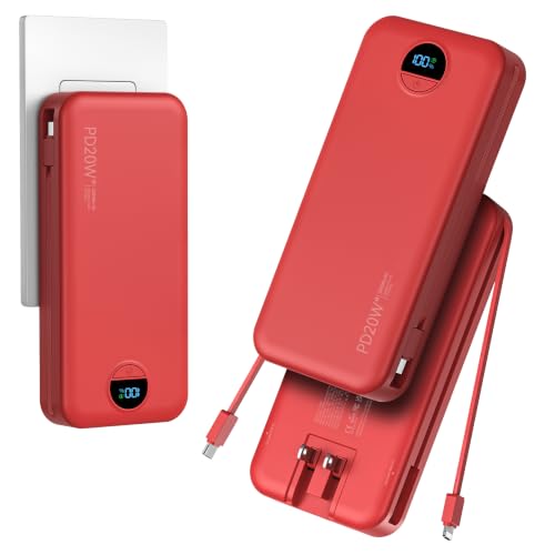 20000mAh Ultra Portable Charger Power Bank with inBuilt Cables&AC Wall Plug