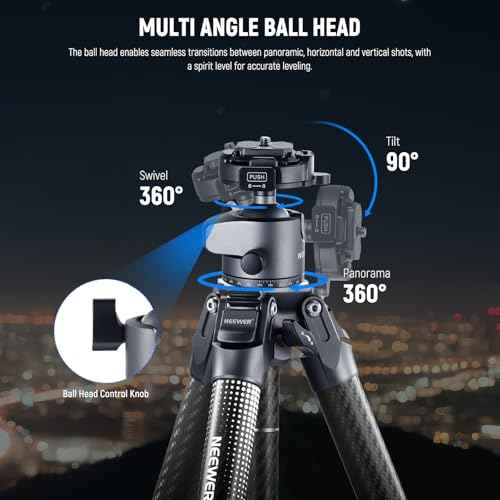 LITETRIP LT34 62" Travel Tripod Carbon Fiber with Removable 360° Panorama Head