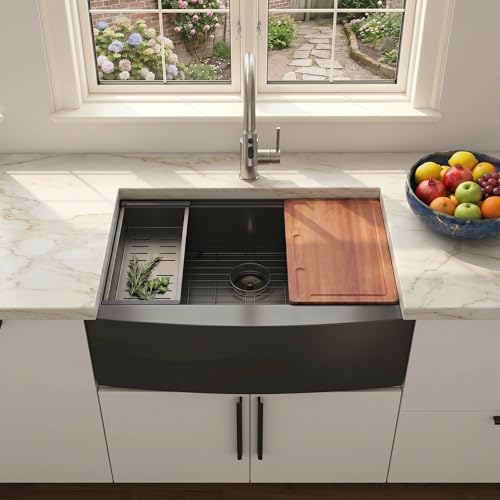 Black Farmhouse Sink 33 Inch