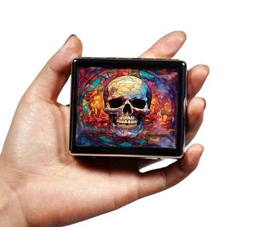 Silver Vintage Pill Box 7 Day Metal Pill Box with Mirror and 8 Compartments Cute Travel Pill Organizer for Purse (8 Count)