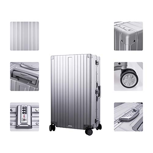 All Aluminum Luggage Zipperless Hard Shell Luggage Case with TSA Lock Spinner Alloy Metal Suitcase