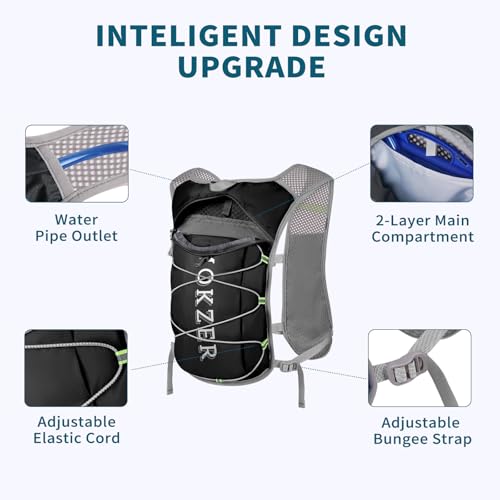 Running Hydration Backpack with 2L Water Bladder Hydration Pack Vest Lightweight Water Backpack for Running Hiking Cycling Marathon Trail Weekend Bags for Men Women