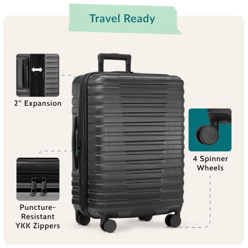 Boren Expandable Hardside Rugged Travel Luggage with 8 Spinner Wheels