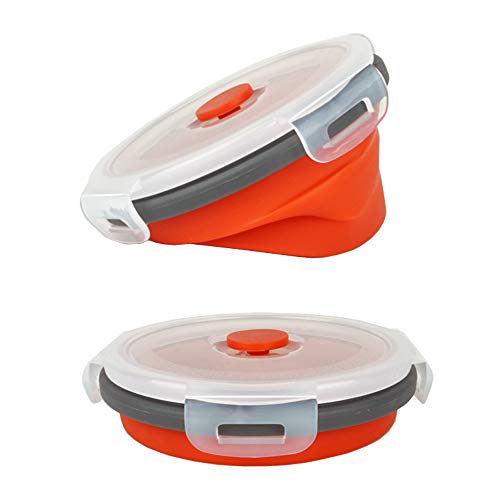 Ecomorning 3Piece Round Collapsible Lunch Container Silicone Food Storage Containers Collapsible Camping Bowl with Airtight Silicone Lids (3 Count)