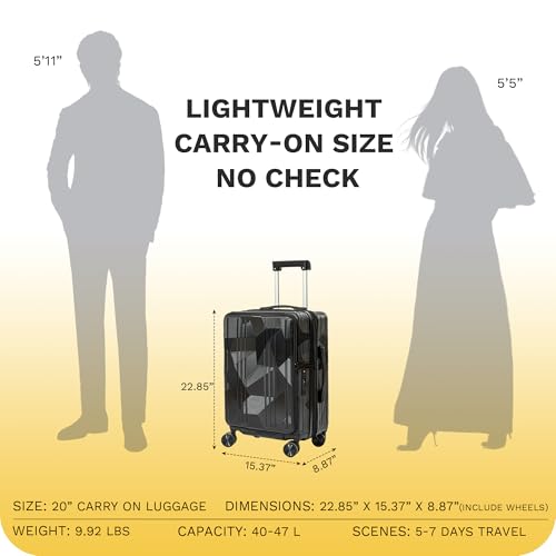 Carry On Luggage 22x14x9 Airline Approved Expandable Top Opening Carryon Luggage