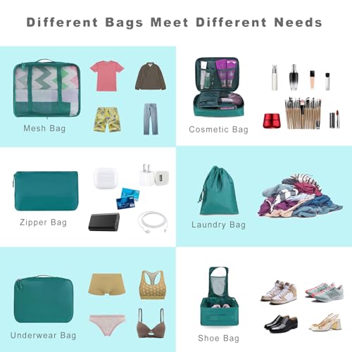 8 Set Packing Cubes Luggage Packing Organizers for Travel Accessories