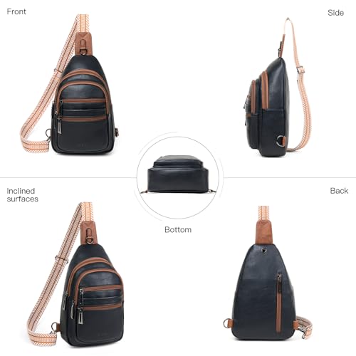 Sling Bag for Women Crossbody Fanny Cross Body Handbag Sling Purse Vegan Leather Trendy Gifts Travel Shoulder Bag Anti Theft Brown