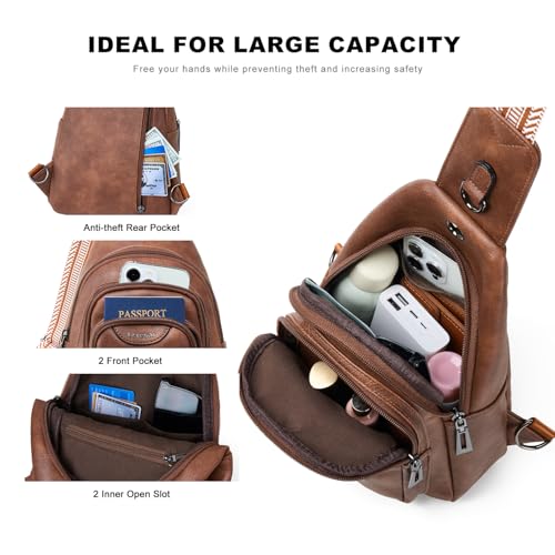10L Crossbody Sling Bag for Women Men Anti Theft Cross Body Fanny Pack Belt Bag Purse Gifts for Women Faux Leather