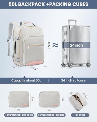 50L Travel Backpack Flight Approved Carry on Backpack