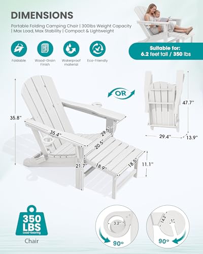 HDPE Folding Adjustable Adirondack Chair with Footrest