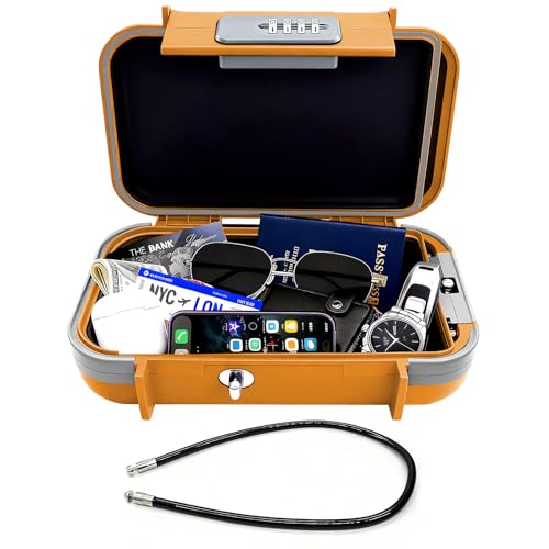 Portable Combination Lock Box with Adjustable Steel Cable