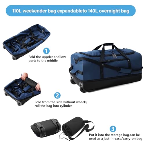 Wheeled Collapsible Duffel Bag 110L