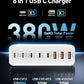 380W USB C Charger Block with 4 USB Cables Dual 100W Charging Station