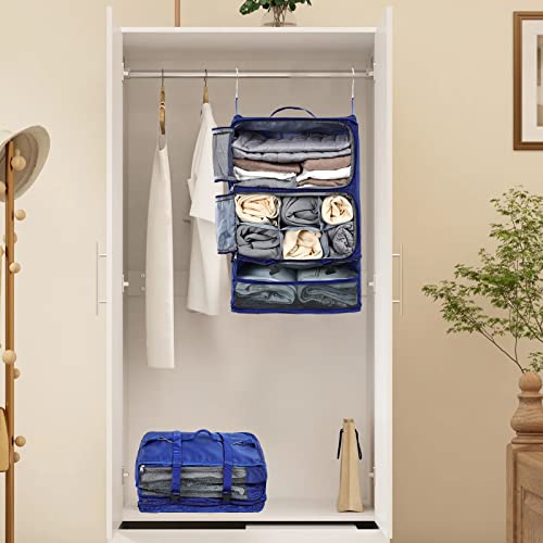 Travel Portable Hanging Shelves Closet Organizer Packing Luggage Storage with Multifunctional and Foldable Invisible Compartment